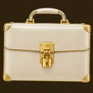 Locked leather briefcase — Golden Crown