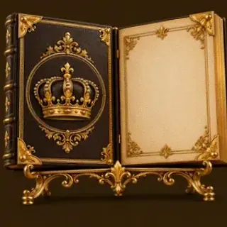 Ornate open book — Golden Crown